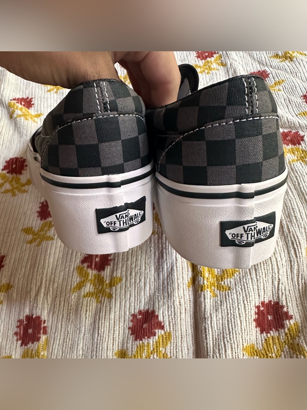 New NWOT Vans Classic Slip-On Platform Checkerboard Shoe in Black and Grey W 8 - Picture 13 of 13